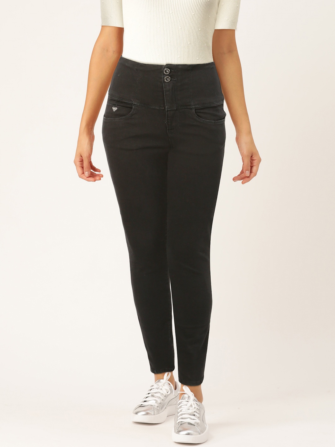 

Flying Machine Women Black Skinny Fit High-Rise Clean Look Stretchable Jeans