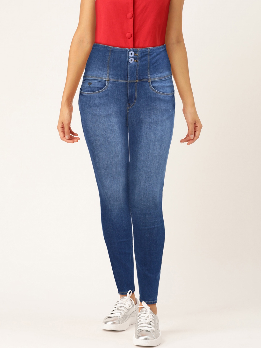 

Flying Machine Women Blue Skinny Fit High-Rise Clean Look Stretchable Jeans