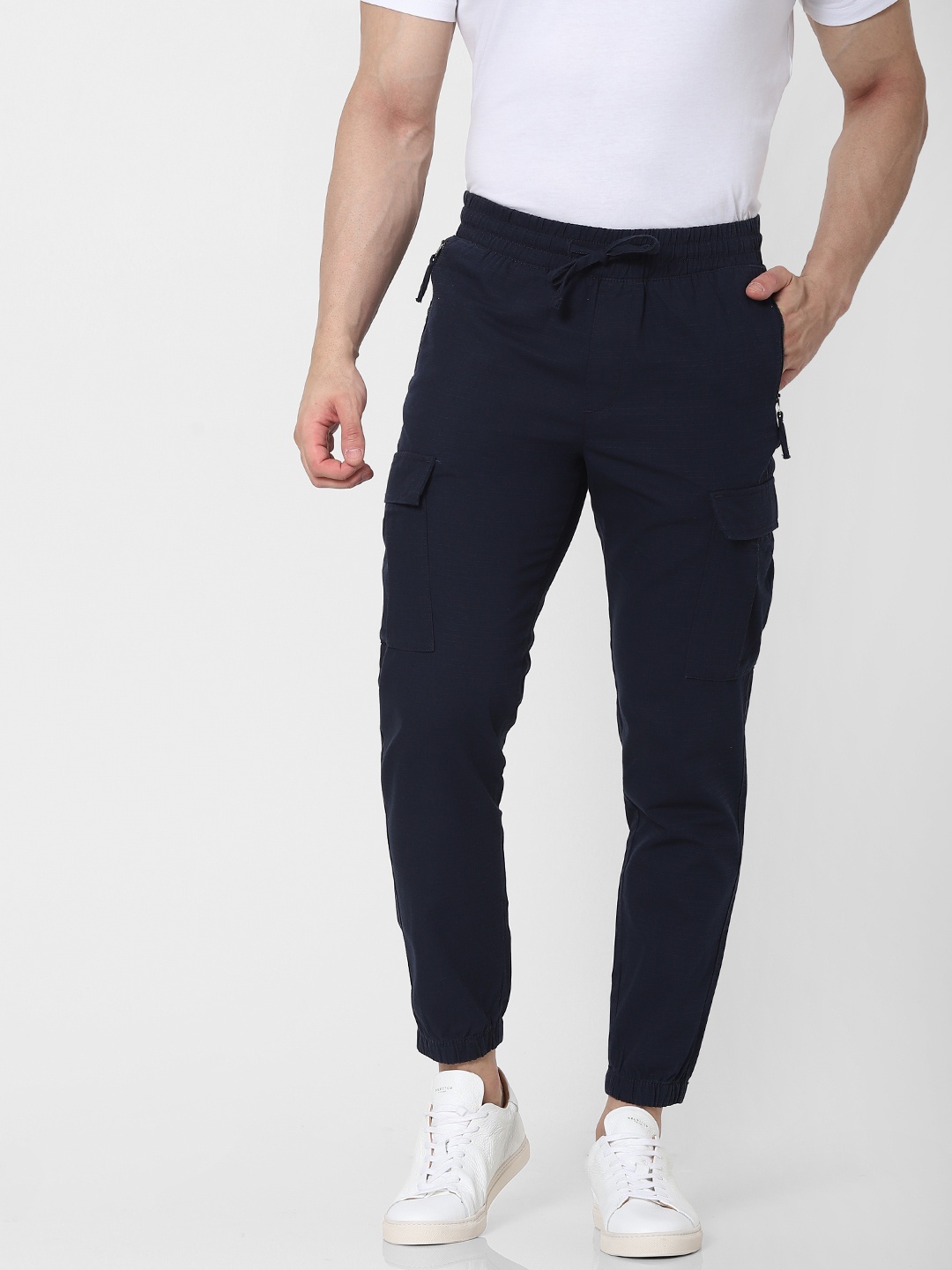 

SELECTED Men Navy Blue Tapered Fit Cargo Joggers