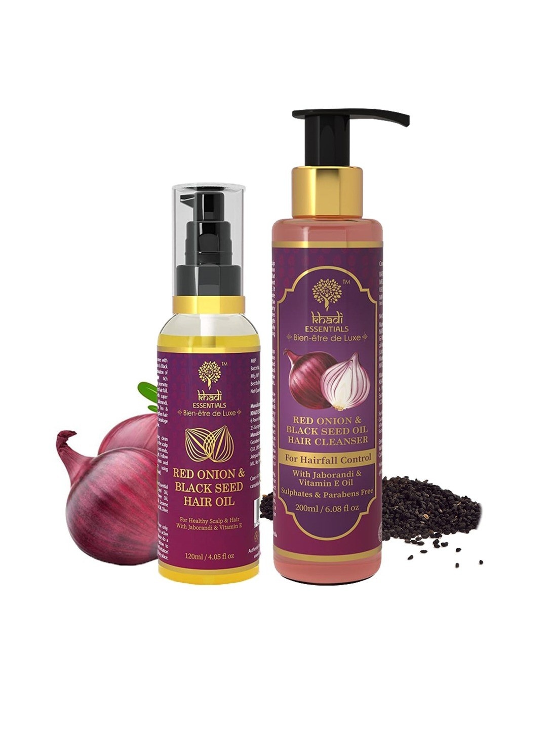

KHADI ESSENTIALS Unisex Red Onion Oil & Shampoo 320ml, Pink