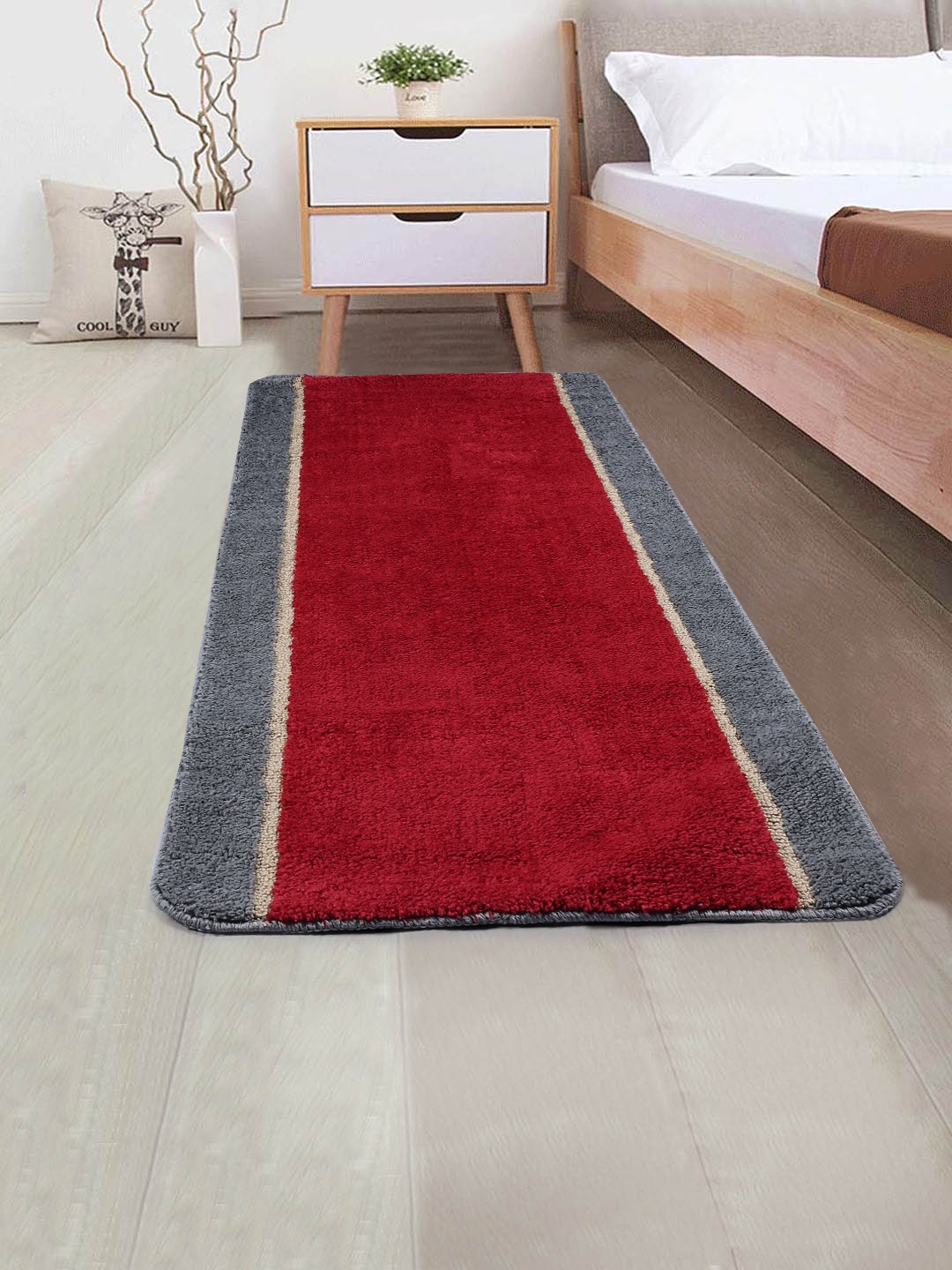 

Saral Home Red & Grey Solid Antiskid Floor Runner