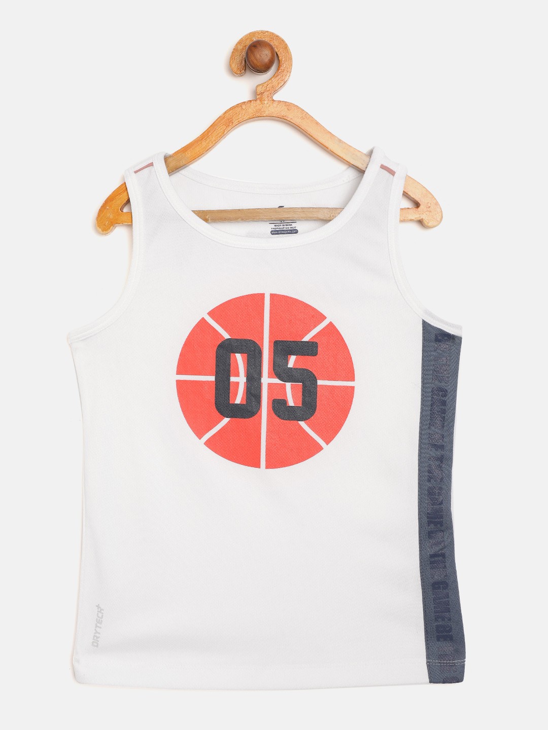

Alcis Boys White & Red Varsity Print Sleeveless T-shirt