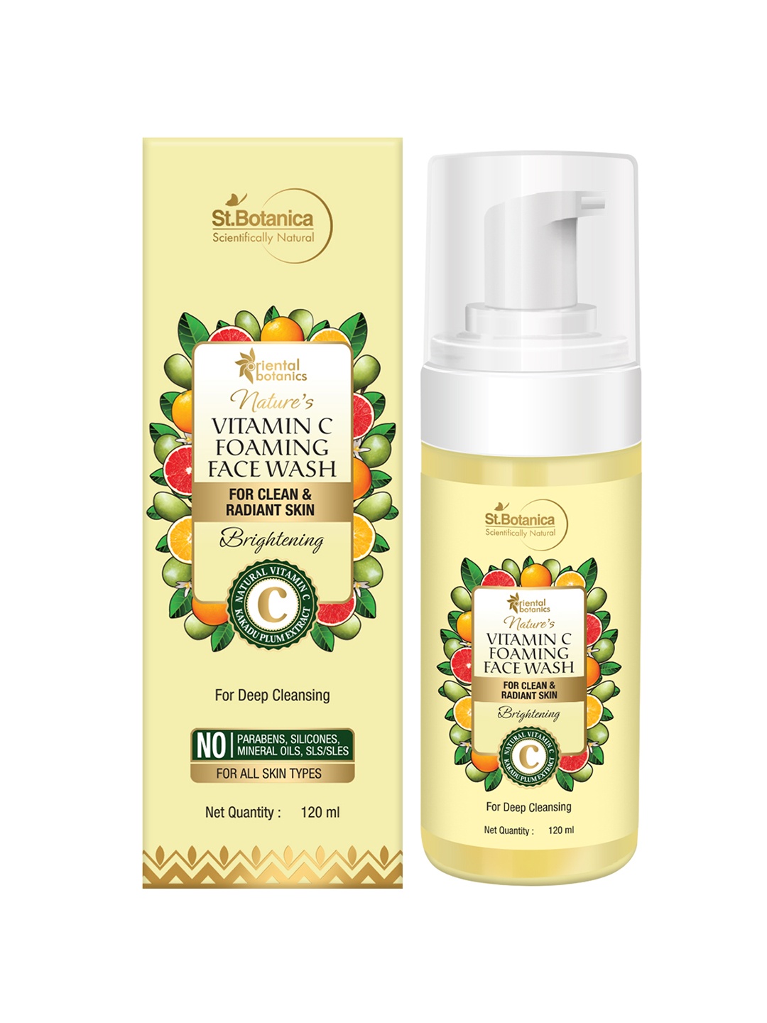 

Oriental Botanics Nature's Vitamin C Foaming Face Wash, 120ml, Yellow