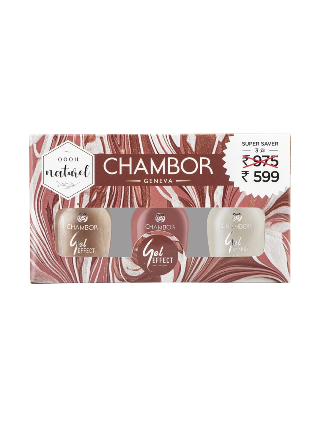 

CHAMBOR Pack of 3 Oooh Naturel Gel Effect Nail Lacquers, Multi