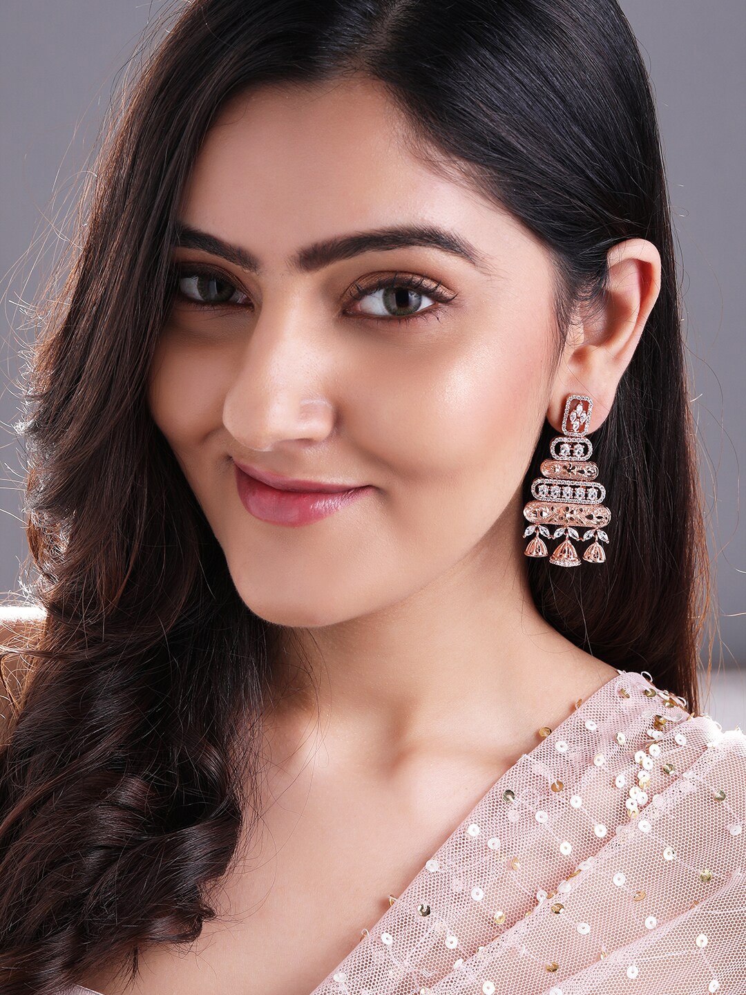 

Rubans Rose Gold-Plated Contemporary Drop Earrings