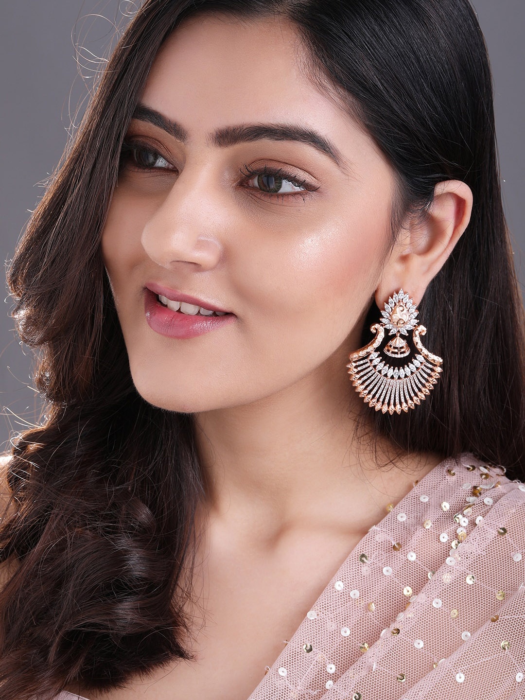 

Rubans Rose Gold-Plated Contemporary Drop Earrings
