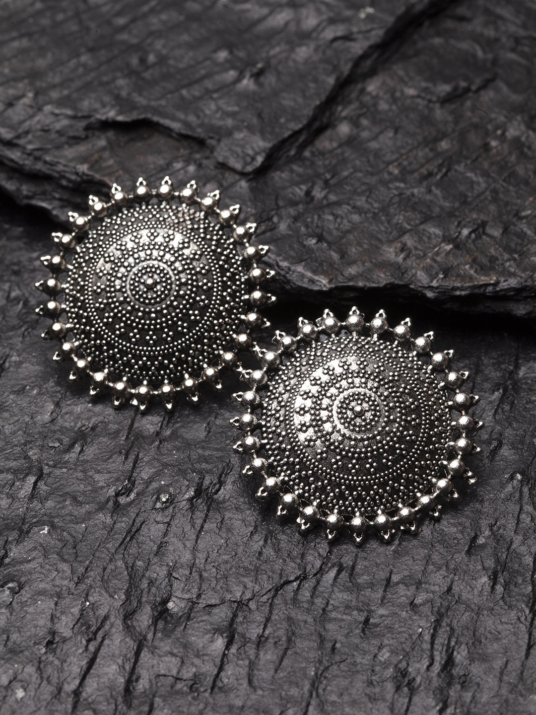 

PANASH Oxidized Silver-Plated Circular Studs