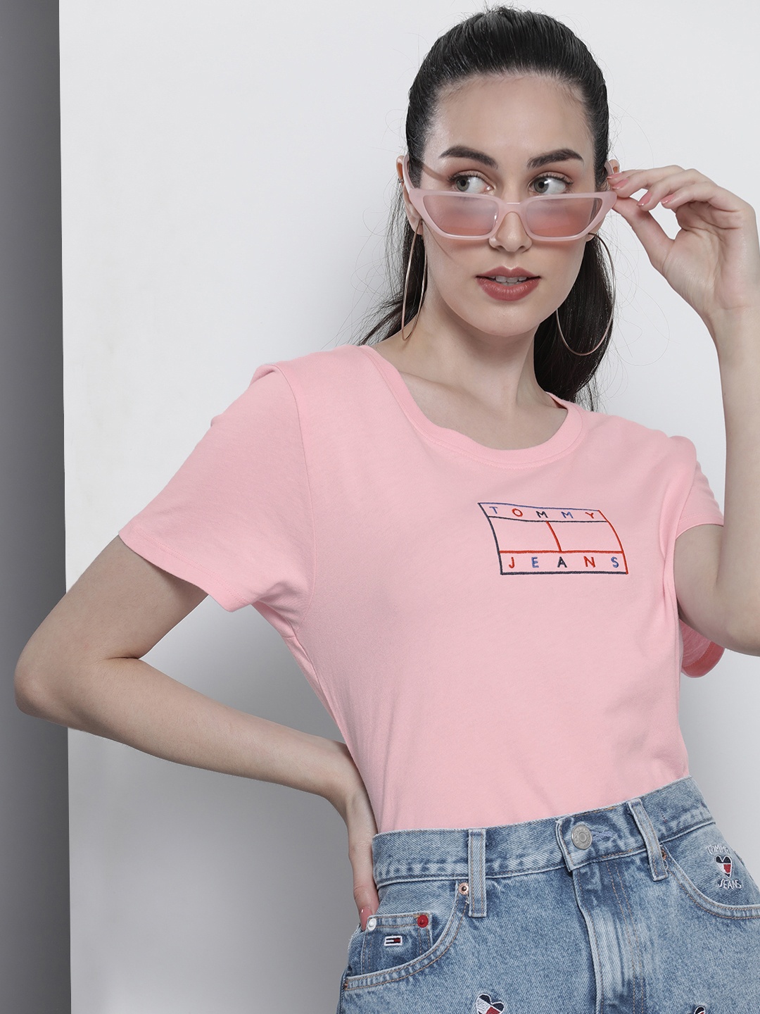 

Tommy Hilfiger Women Pink Typography Printed Organic Cotton T-shirt