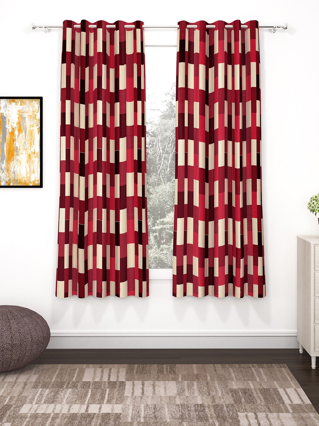 

Bedspun Red Set of 2 Curtain Curtains