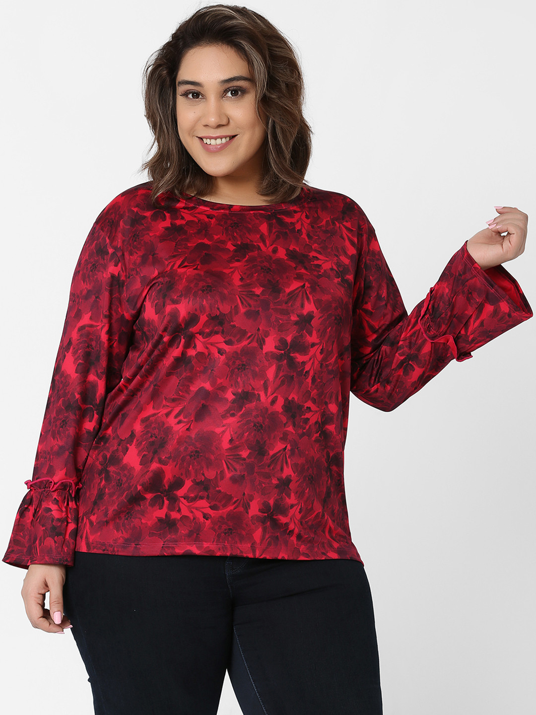 

MARCA Bold Women Fuchsia Red Printed Round Neck T-shirt