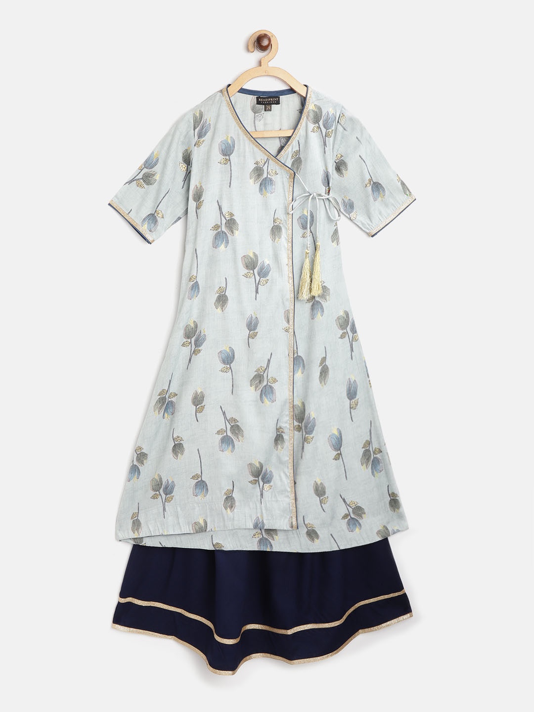 

Readiprint Fashions Girls Sea Green & Navy Blue Floral Printed Kurta Set