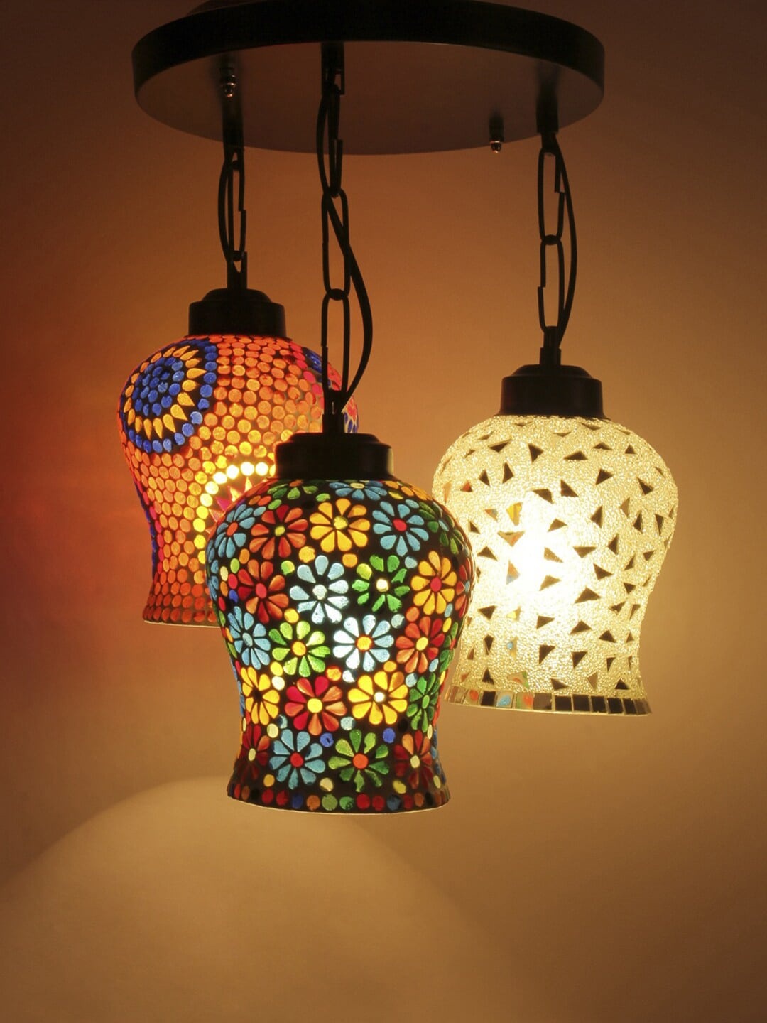 

Devansh Orange & Red Mosaic Glass Cluster Light