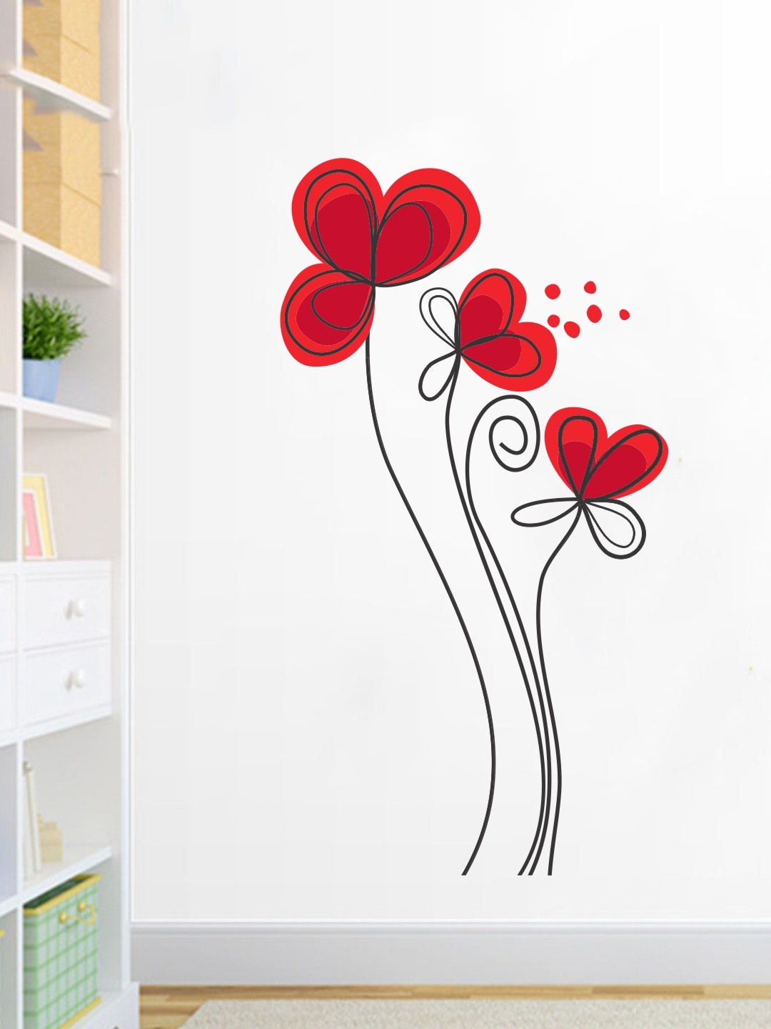 

rawpockets Multicolored Flower Wall Sticker, Multi