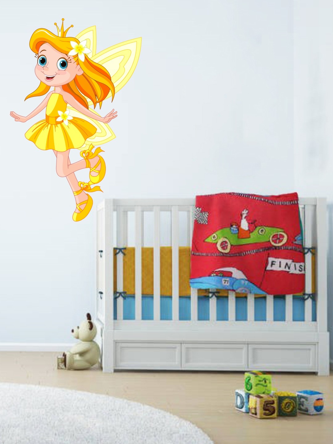 

rawpockets Multicoloured Golden Baby Angel Fish PVC Vinyl Wall Sticker, Multi