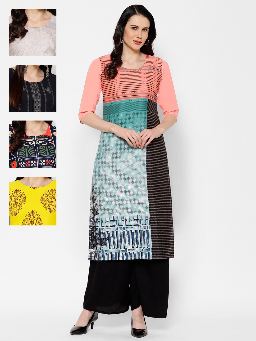

7Threads Women Pack Of 5 Printed Straight Kurta, Multi