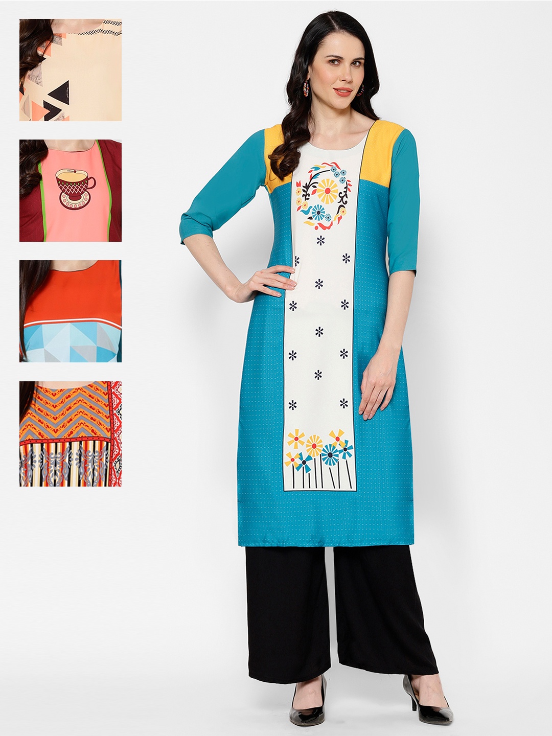 

7Threads Women Pack Of 5 Printed Straight Kurta, Multi