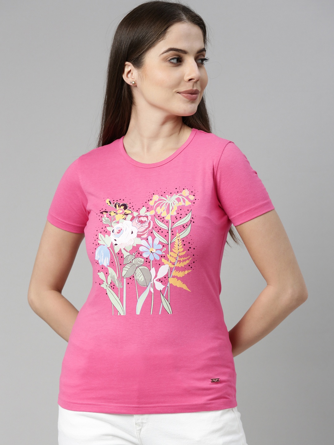 

Park Avenue Women Pink Floral Printed T-shirt