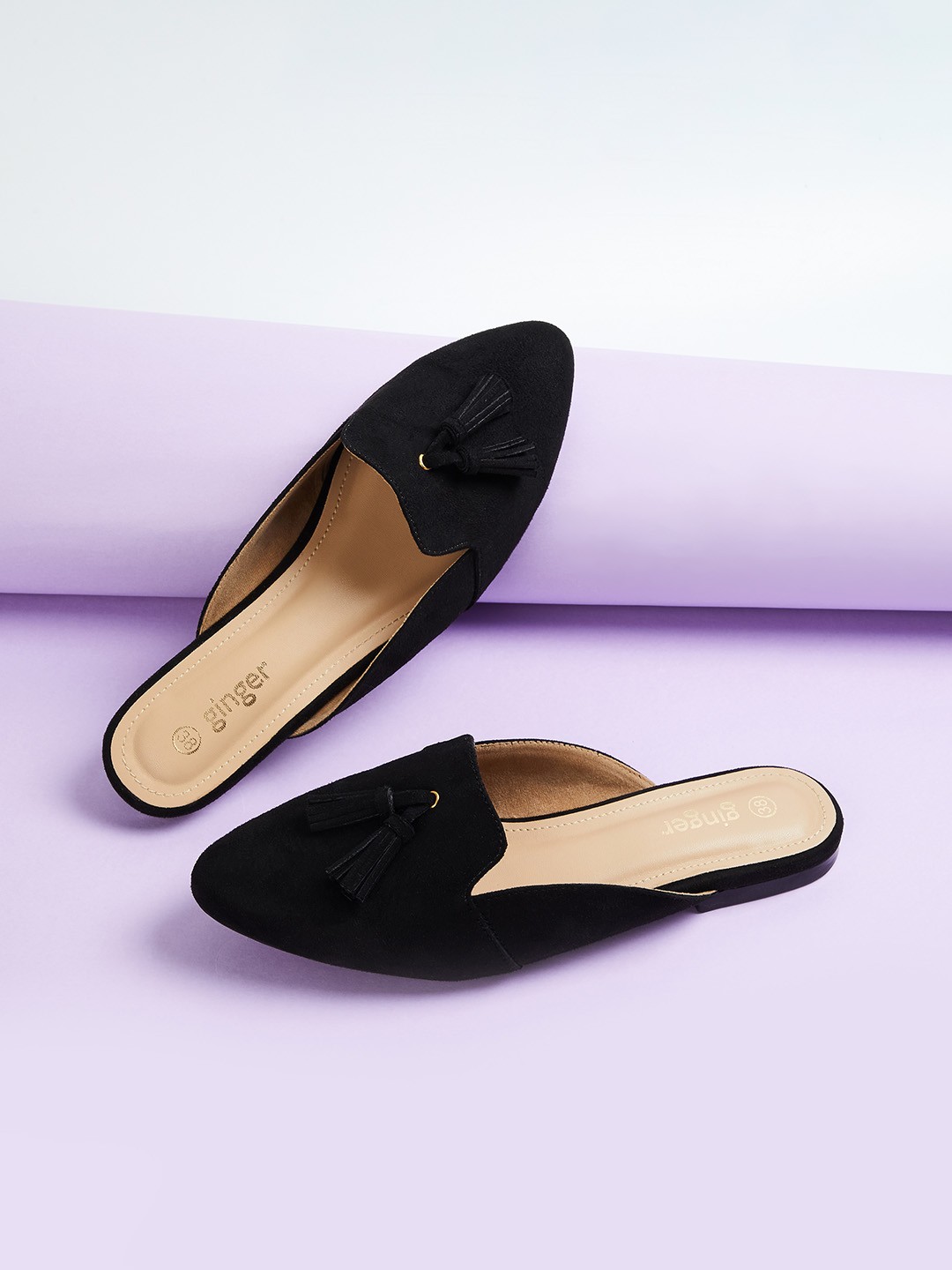 

Ginger by Lifestyle Women Black Solid PU Mules
