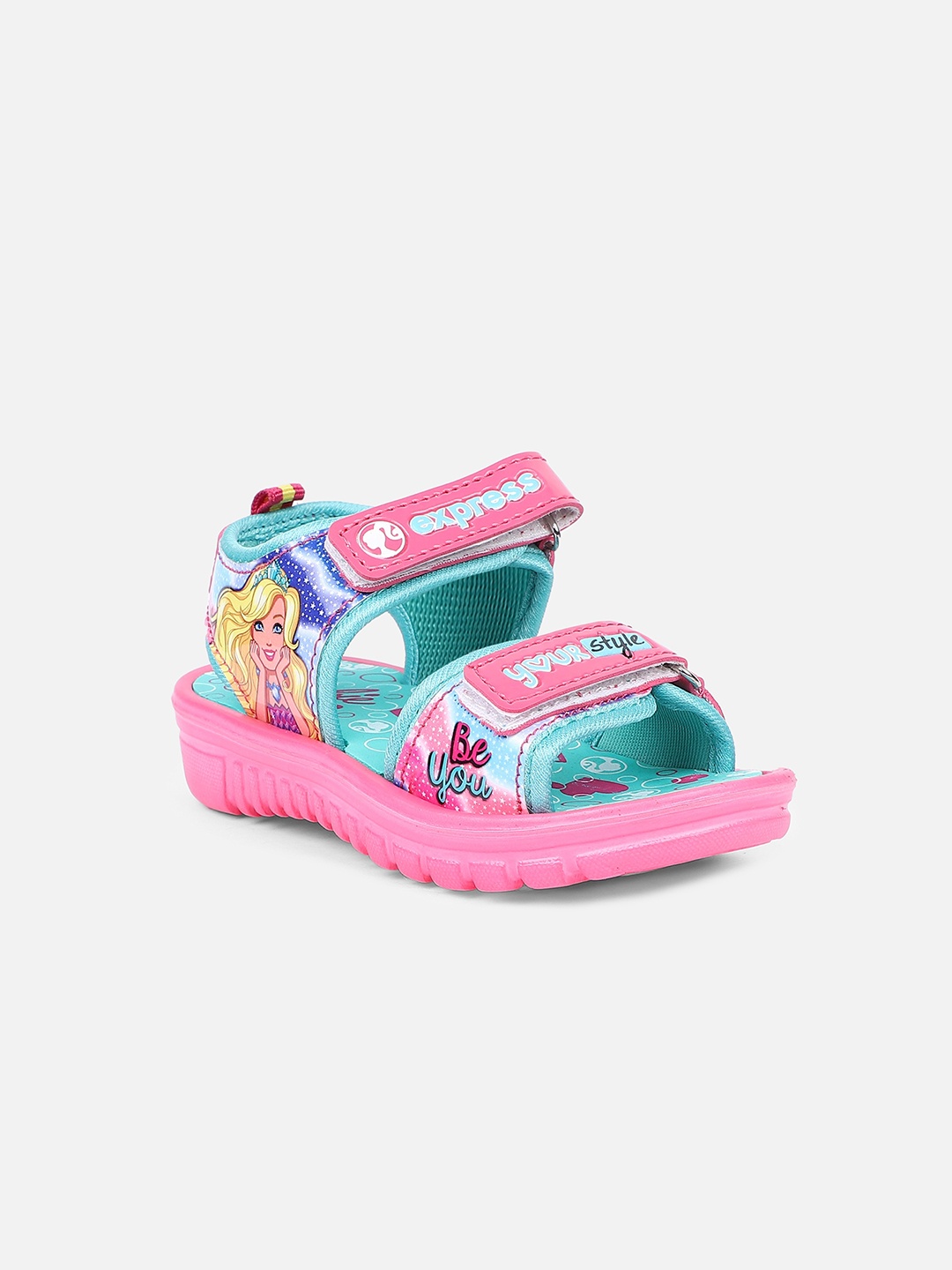 

Kids Ville Girls Pink & Blue Printed Open Toe Flats