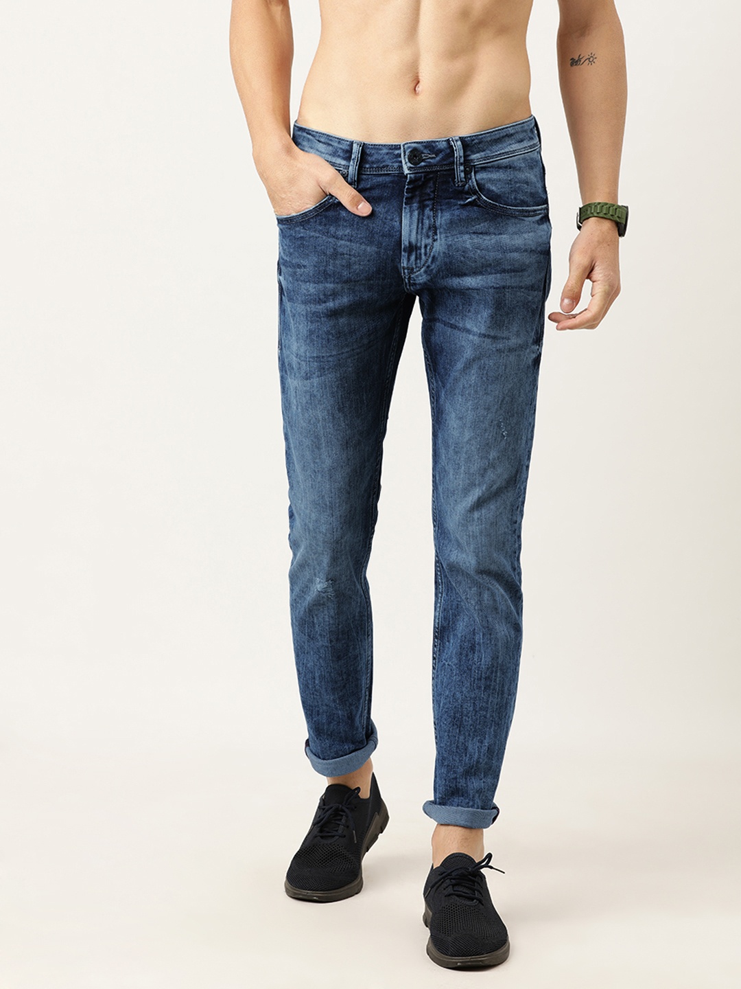 

Flying Machine Men Blue Michael Slim Tapered Fit Low-Rise Clean Look Stretchable Jeans