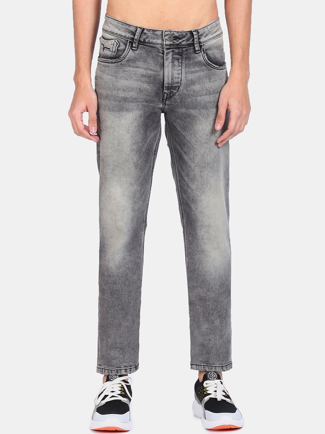 

Flying Machine Men Grey Slim Tapered Michael Fit Mid-Rise Clean Look Stretchable Jeans