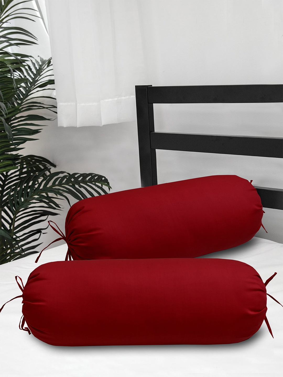 

Clasiko Red Set Of 2 Cotton Bolster Covers