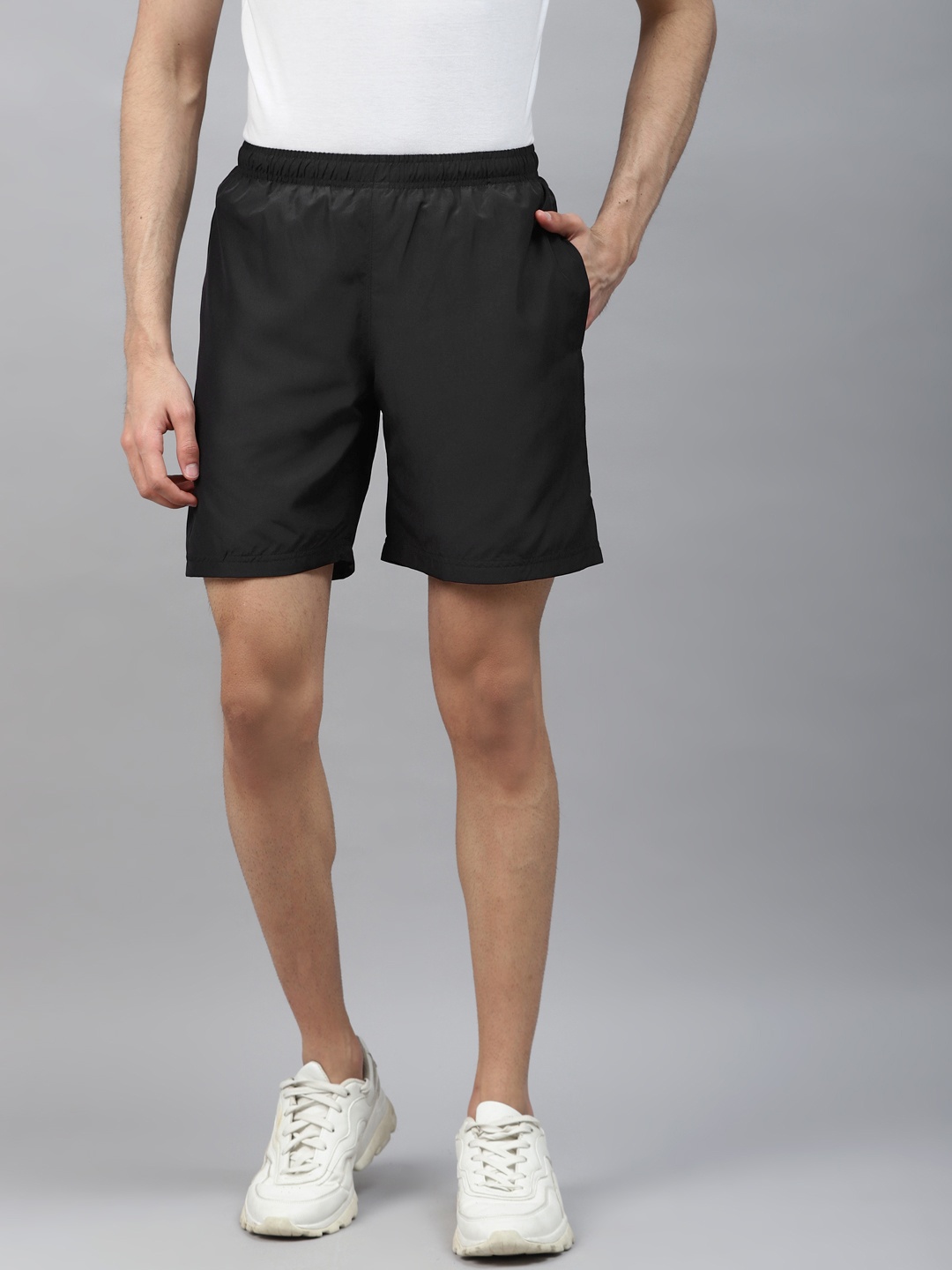 

Alcis Men Black Solid Slim Fit Sports Shorts