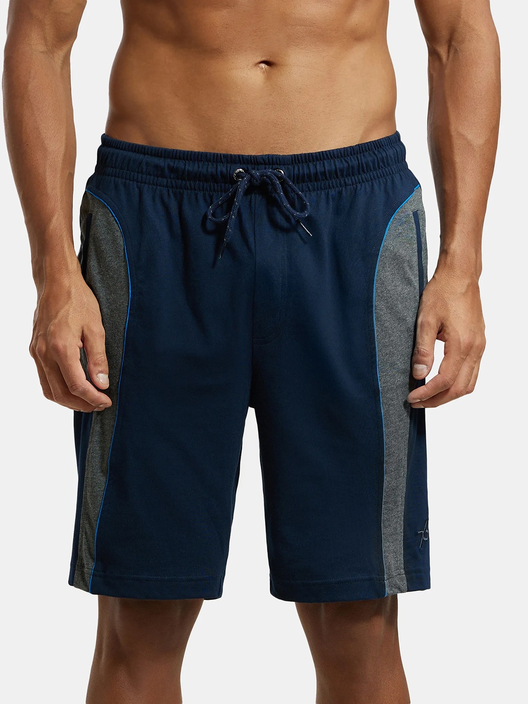

Jockey Combed Cotton Rich Straight Fit Shorts with Side Pockets-9411, Navy blue