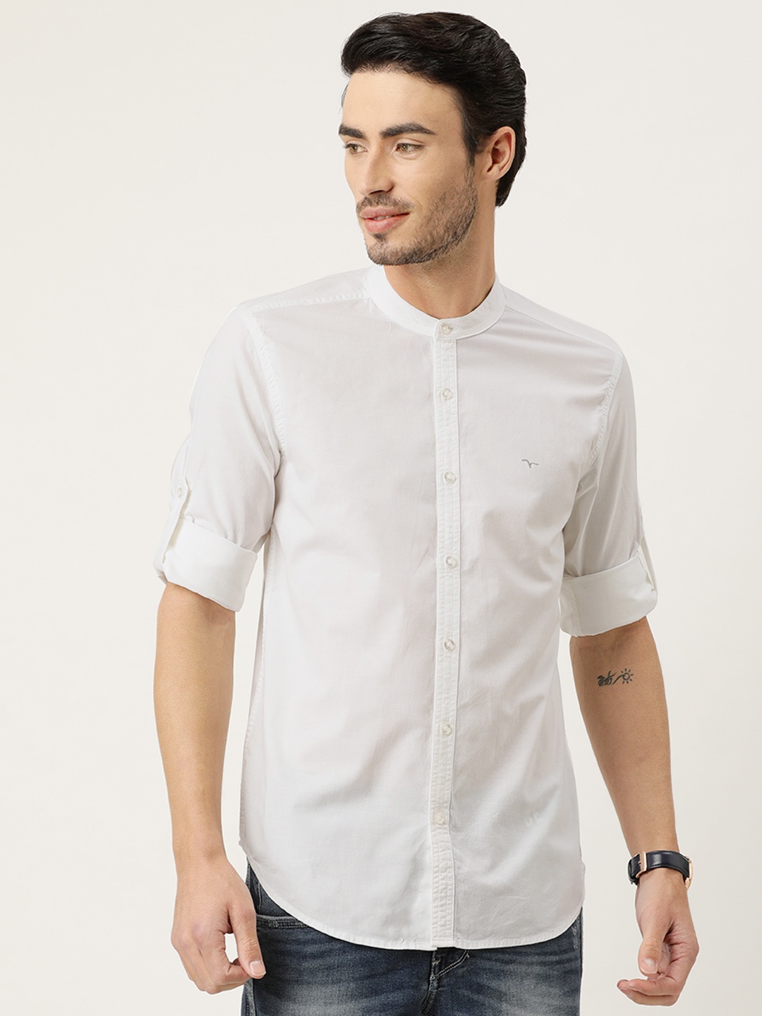 

Flying Machine Men White Slim Fit Solid Casual Shirt