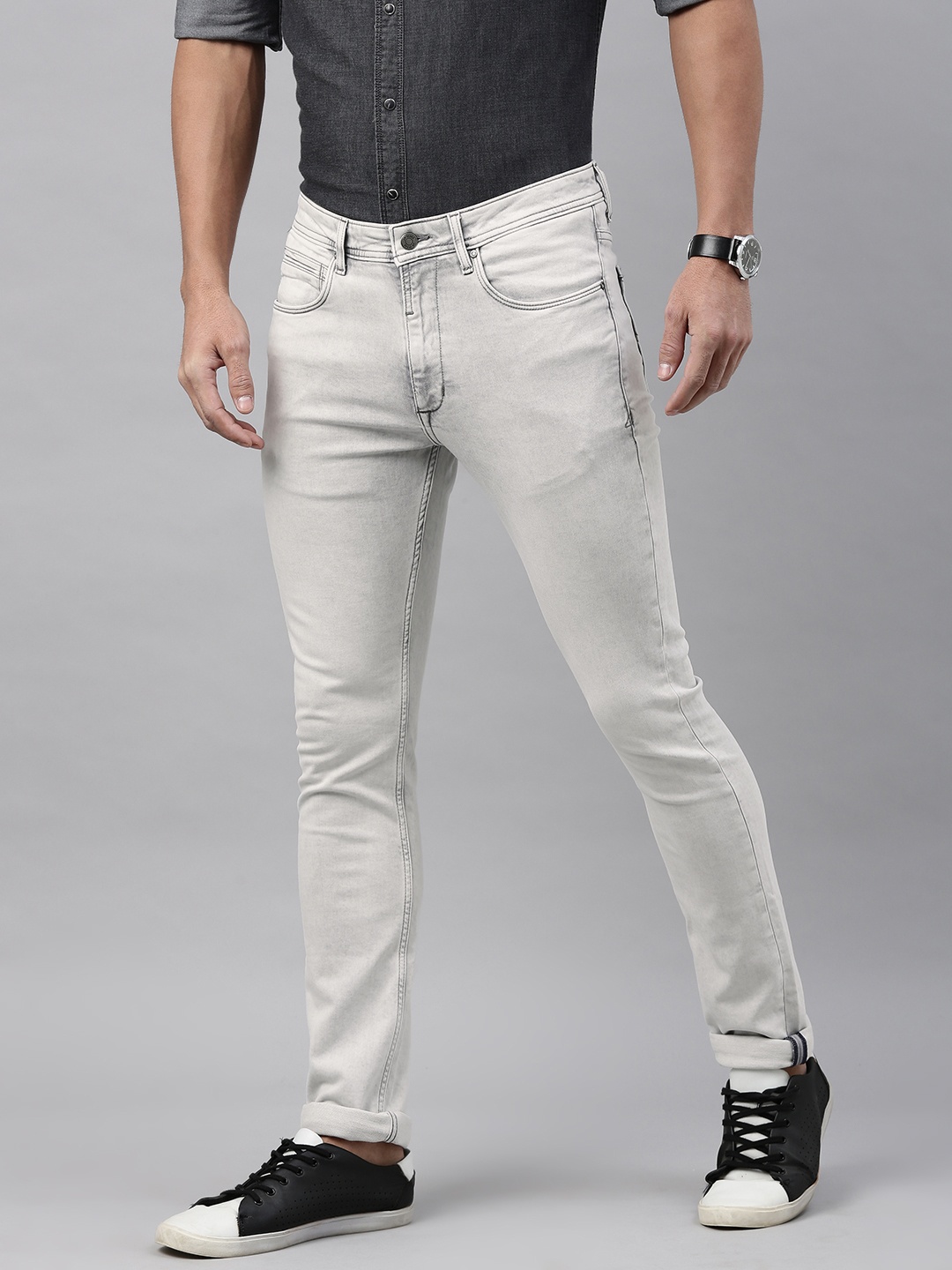 

Louis Philippe Jeans Men Grey Melange Slim Fit Clean Look Stretchable Jeans