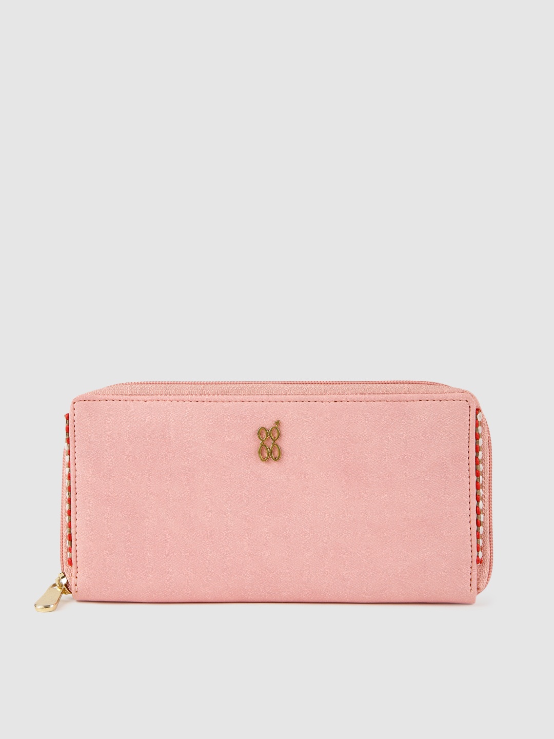 

Baggit Women Pink Solid Zip Around Wallet