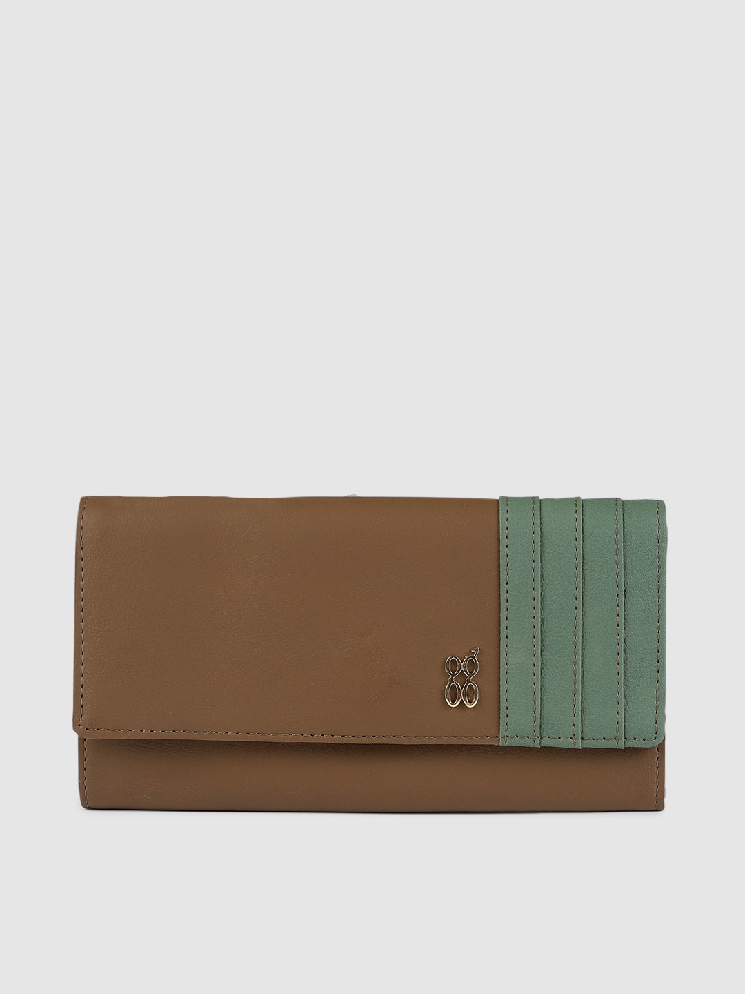 

Baggit Women Brown & Green Colourblocked Two Fold Wallet