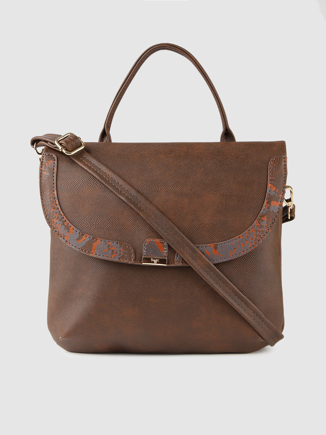 

Baggit Brown Animal Textured Handheld Bag