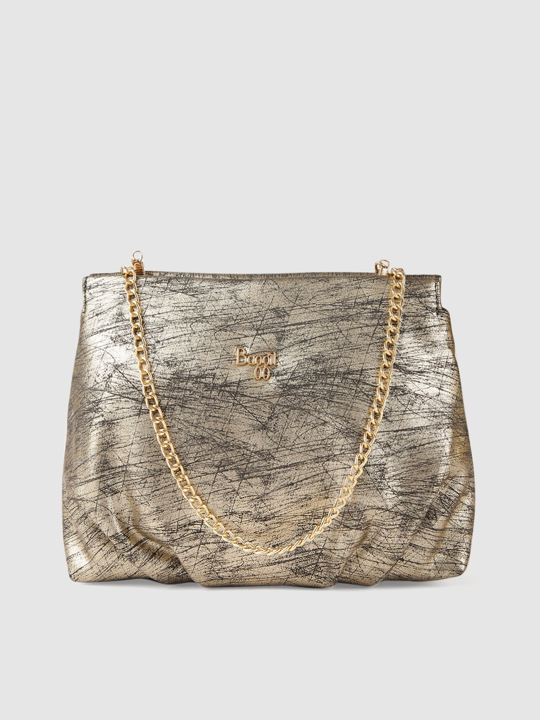 

Baggit Gold-Toned & Black Printed Handheld Bag