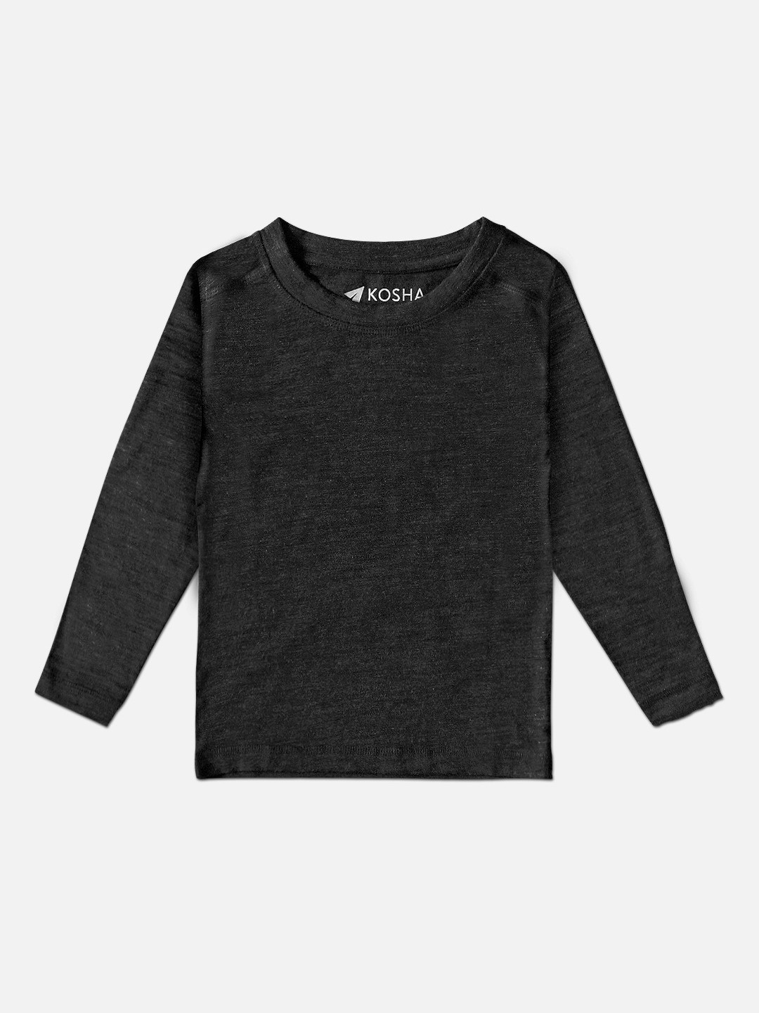 

Kosha Boys Charcoal Grey Solid Merino Wool & Bamboo Full Sleeves Thermal Top