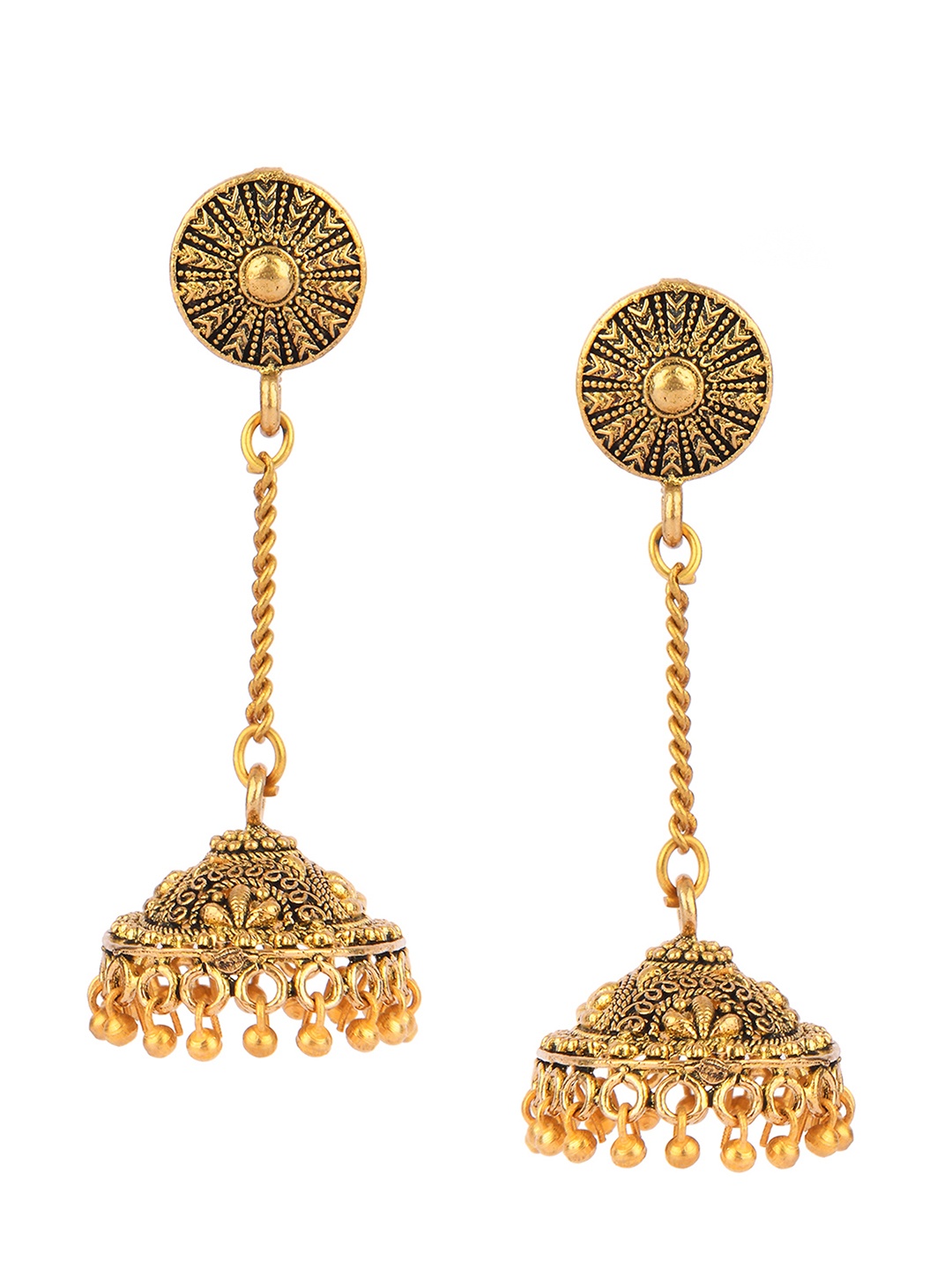 

DESI COLOUR Gold-Toned Dome Shaped Jhumkas