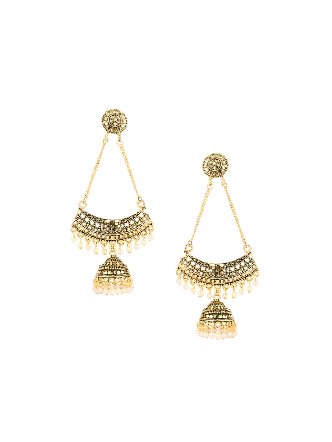 

DESI COLOUR Gold-Toned Triangular Jhumkas