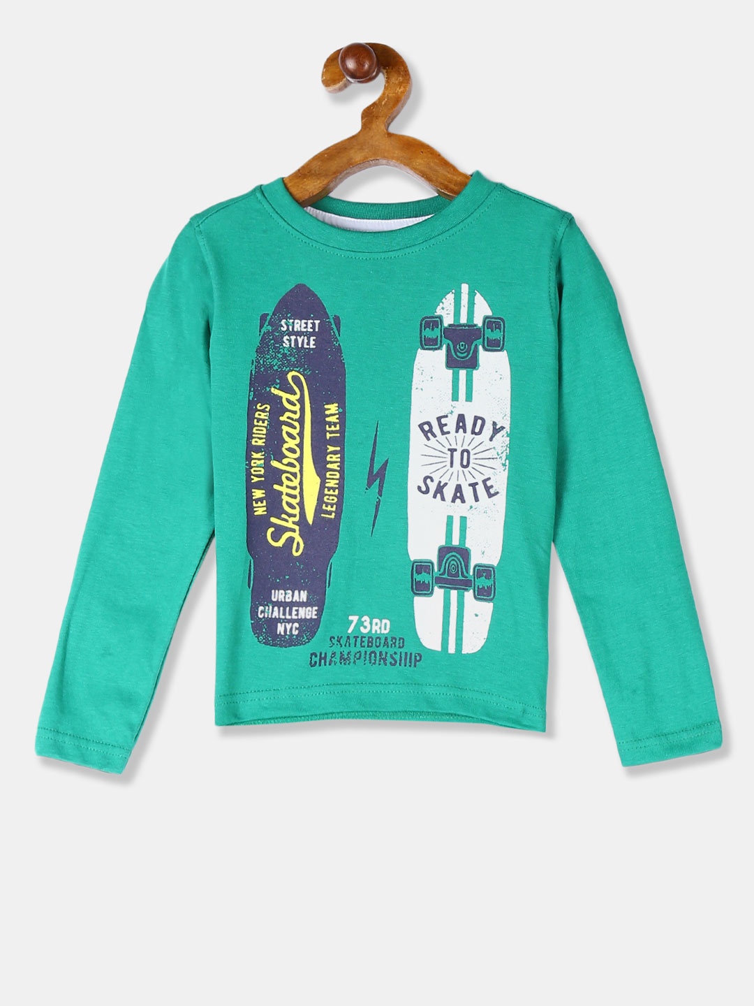 

Cherokee Boys Teal Green Printed Round Neck T-shirt