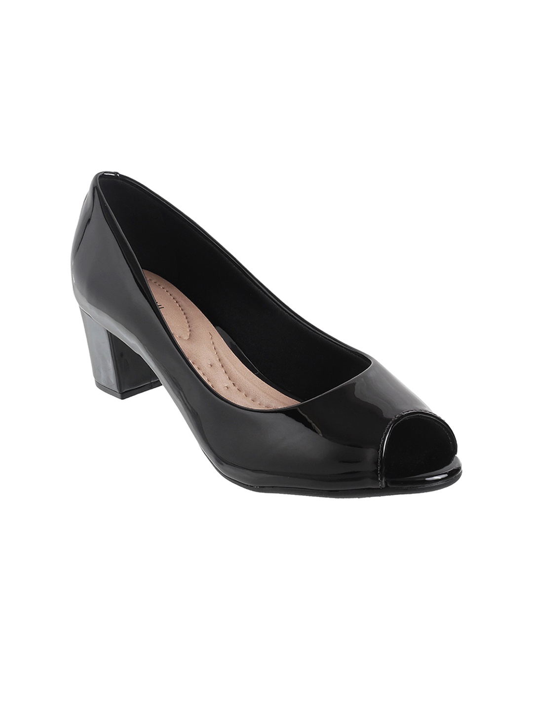 

J.FONTINI Women Black Solid Peep Toes