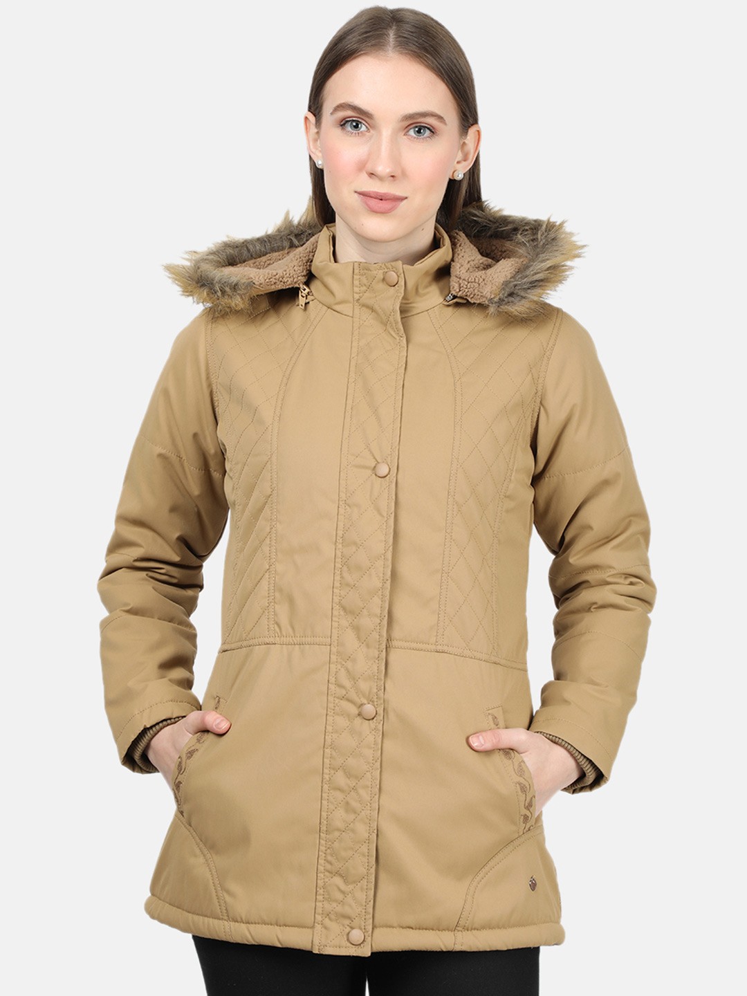 

Monte Carlo Women Khaki Solid Padded Jacket