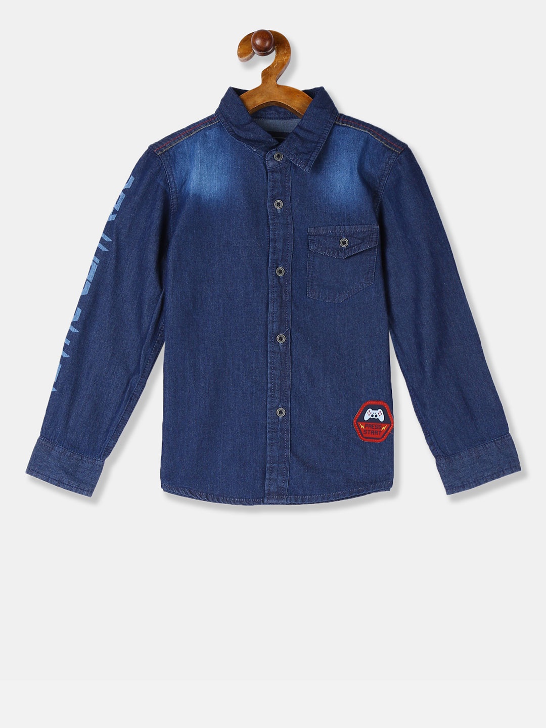 

Cherokee Boys Blue Regular Fit Solid Casual Shirt