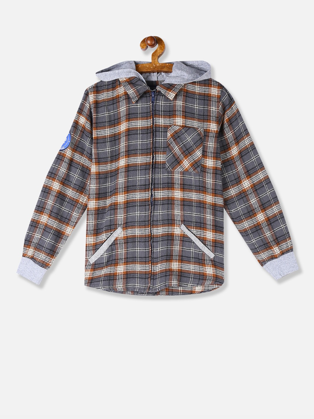

Cherokee Boys Grey & Brown Regular Fit Checked Casual Shirt