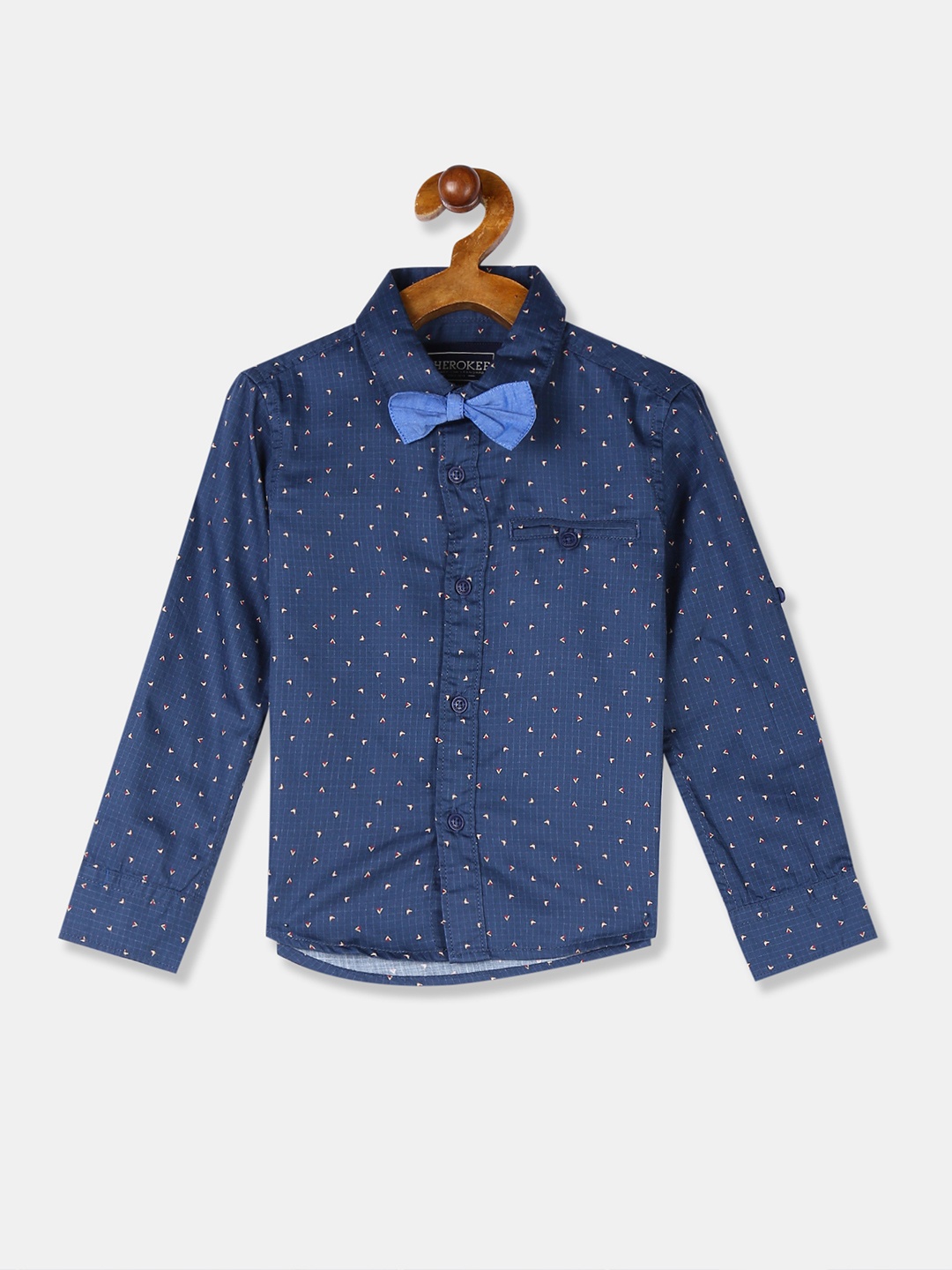 

Cherokee Boys Navy Blue Regular Fit Printed Casual Shirt
