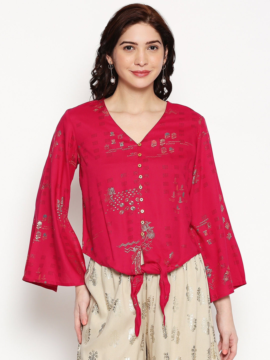 

AKKRITI BY PANTALOONS Women Red Printed Top