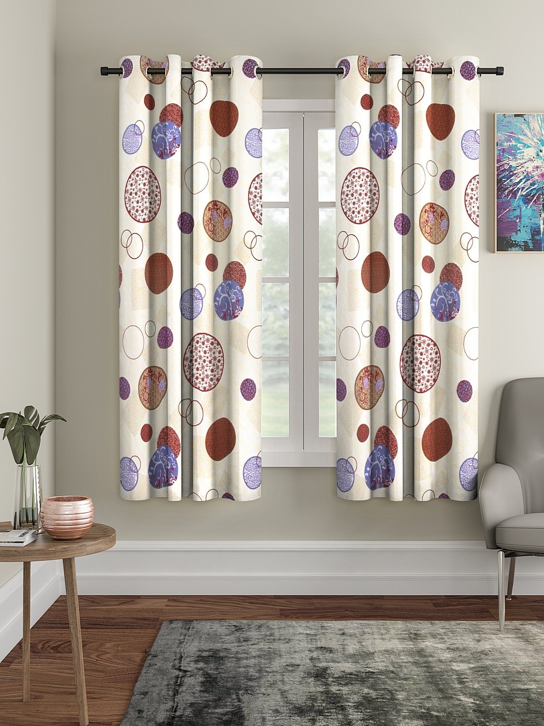 

Cortina Beige & Brown Set of 2 Digital Printed Window Curtains