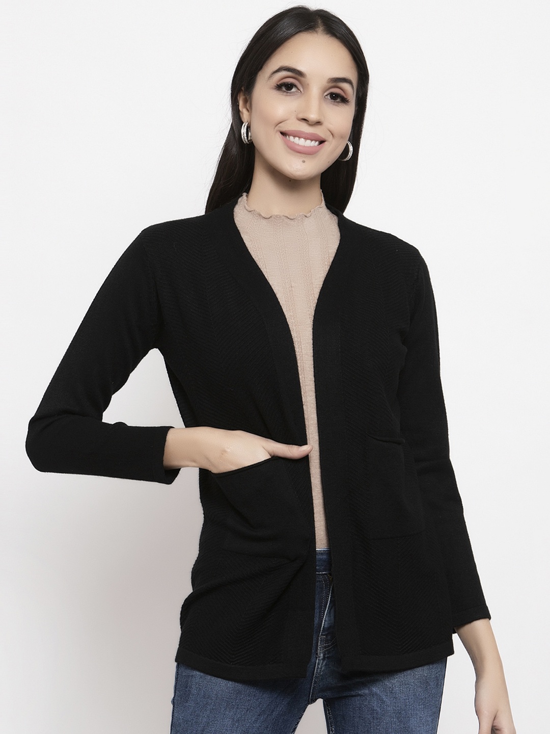 

Gipsy Women Black Solid Cardigan Sweater
