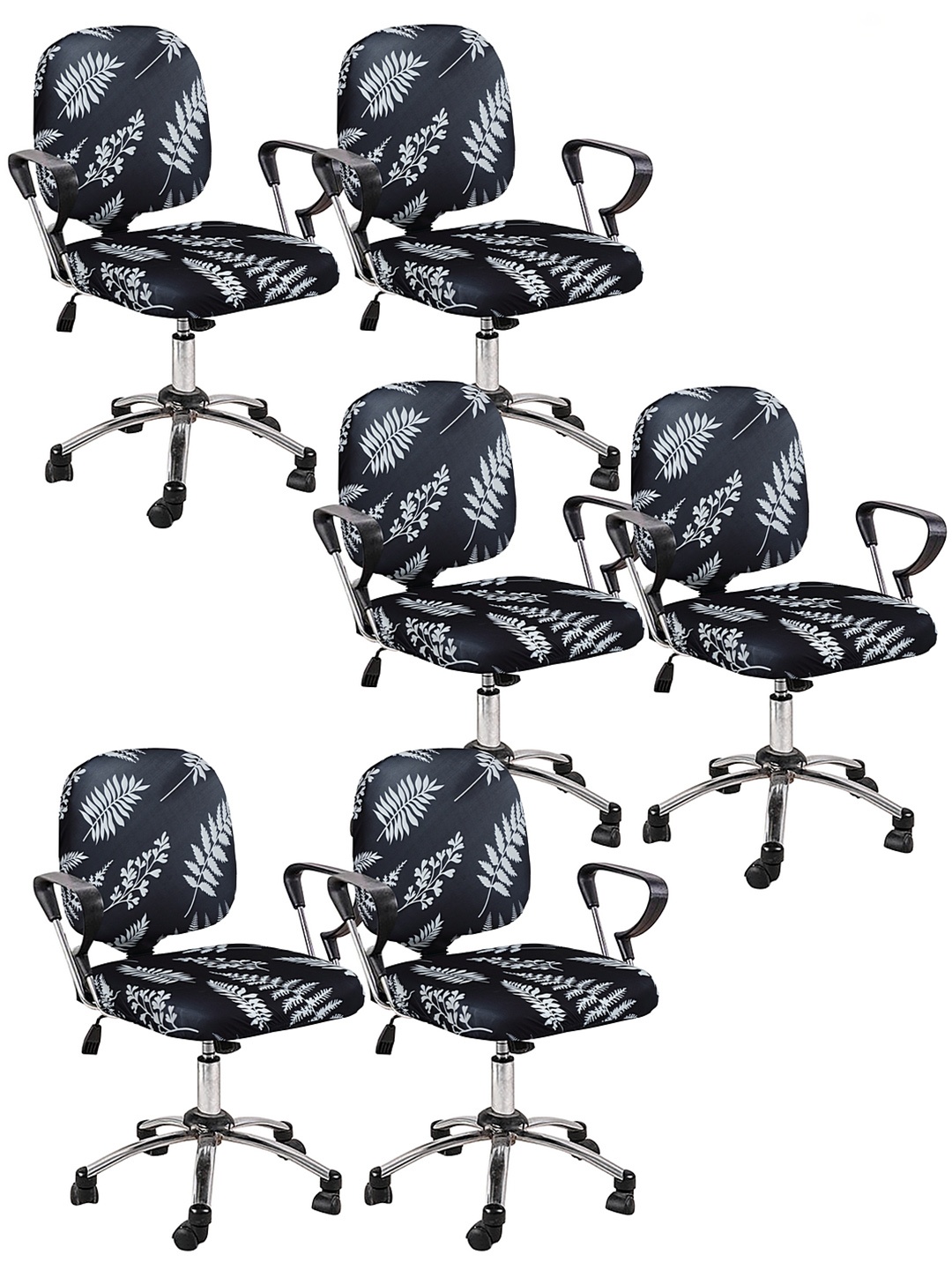 

Cortina Set Of 6 Navy Blue & White Floral Chair Covers