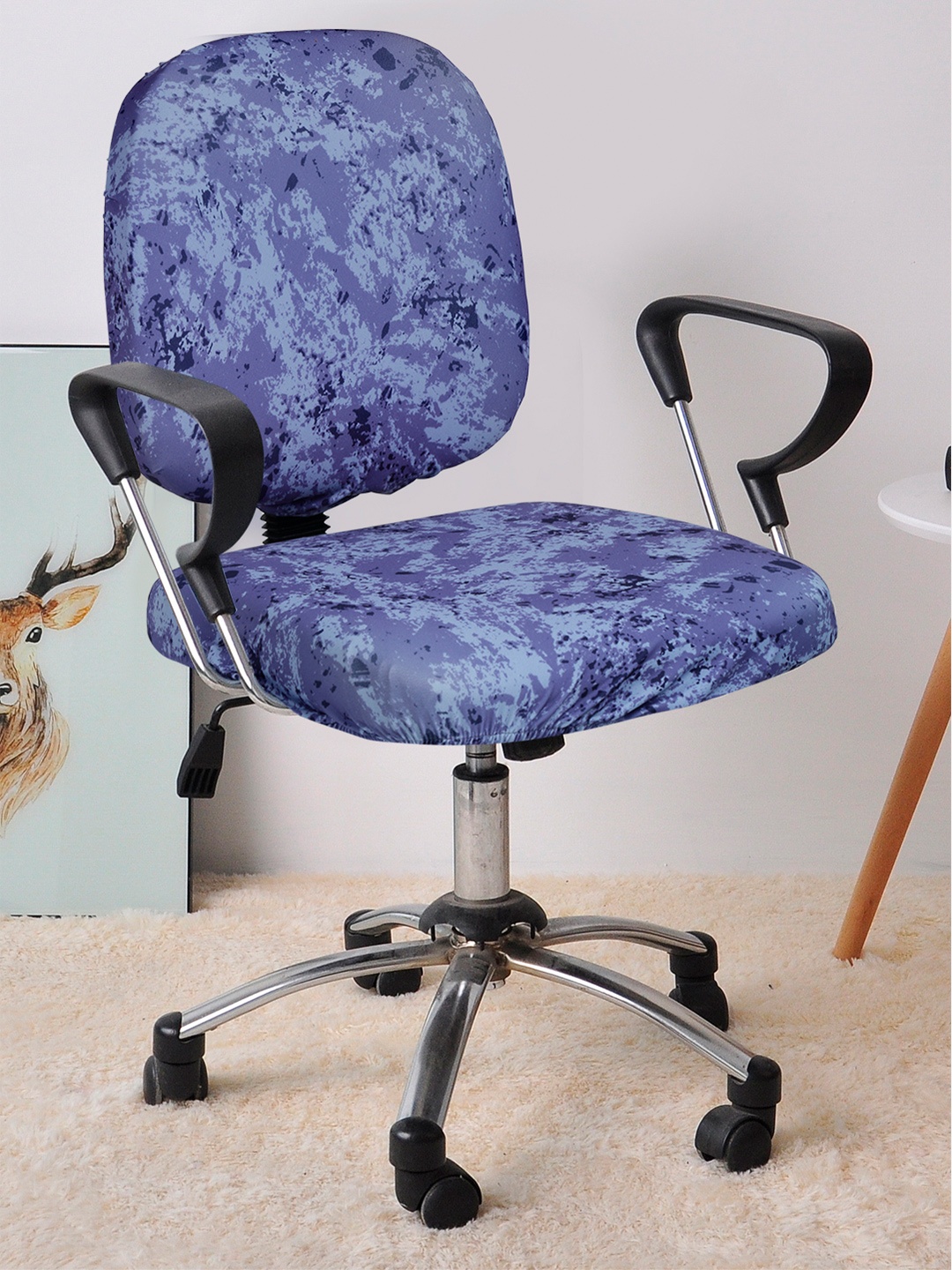 Cortina Unisex Blue Printed Chair Cover