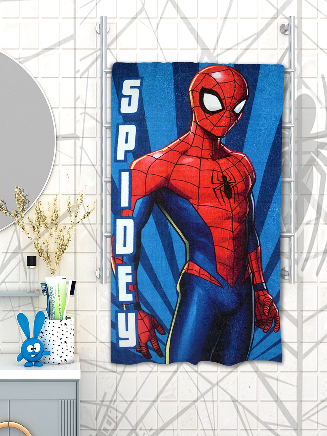 

Marvel Unisex Kids Blue & Red Marvel Spiderman Printed 350 GSM Bath Towel