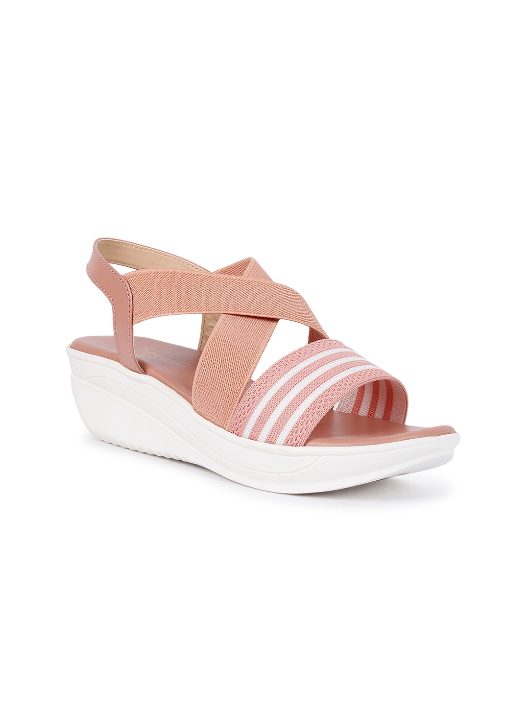 

ZAPATOZ Women Pink & White Striped Wedges